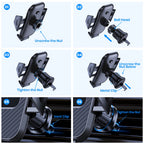 Car Phone Holder Mount,TOPK Upgrade Auto Locking Universal Phone Stand Holder with Hook Clip for Car Air Vent for iPhone Samsun