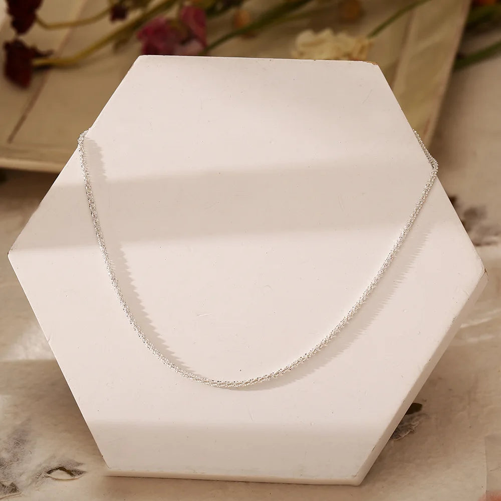 Silver Color Sparkling Necklace For Women's