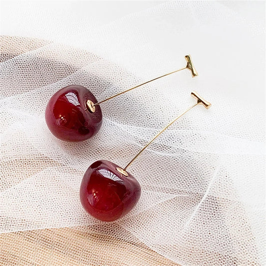Accessories for Women Red Cherry Earrings for Women Fruit Statement Dangle Earring Wedding Party Korean Jewelry Gift Mujer ''hayoutopy''