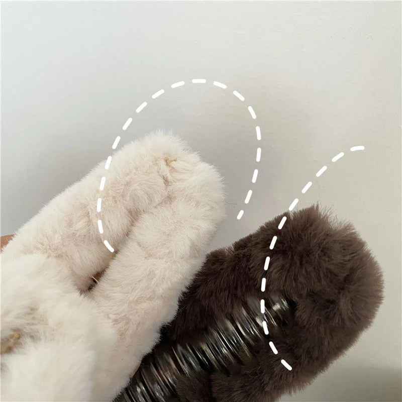 Cartoon Bear Plush Hair Claw Faux Fur Large Shark Clip Korean Autumn And Winter Claw Clip Fashion INS Crab Clip New Barrettes ''hayoutopy''