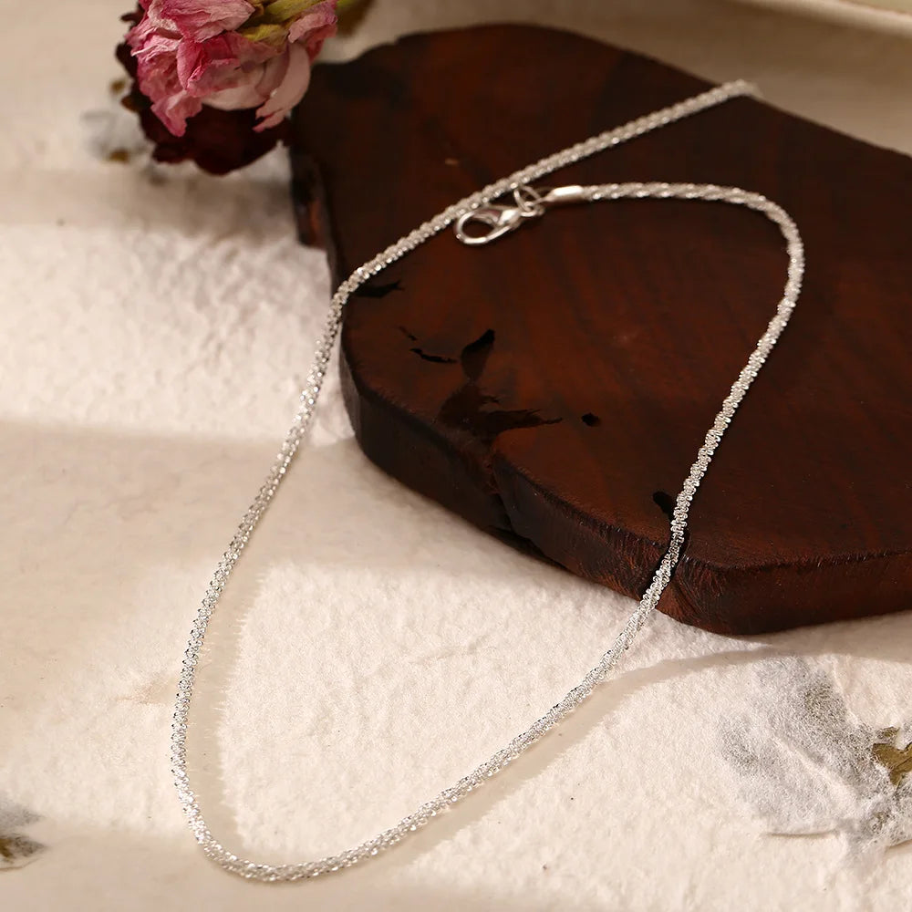 Silver Color Sparkling Necklace For Women's