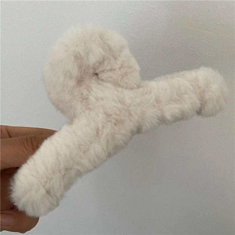 Cartoon Bear Plush Hair Claw Faux Fur Large Shark Clip Korean Autumn And Winter Claw Clip Fashion INS Crab Clip New Barrettes ''hayoutopy''