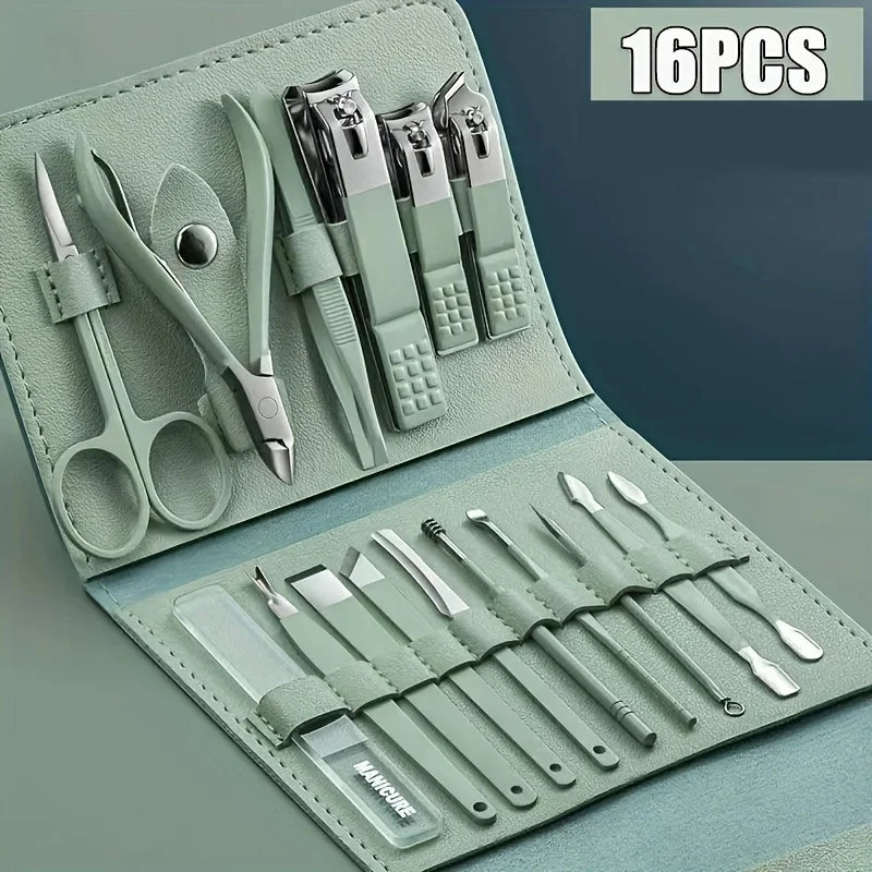 16pcs Professional Nail Clippers and Cuticle Nippers Set with Travel Case Manicure Set Pedicure Sets Nail Clippers ''hayoutopy''