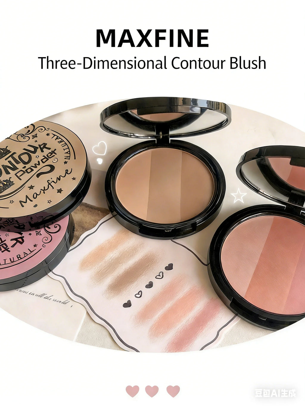 3 Colors Gray Trimming Palette Blush Palette Exquisite Matte Nose Shadow Eye Shadow Brightening Contour Trimming Palette