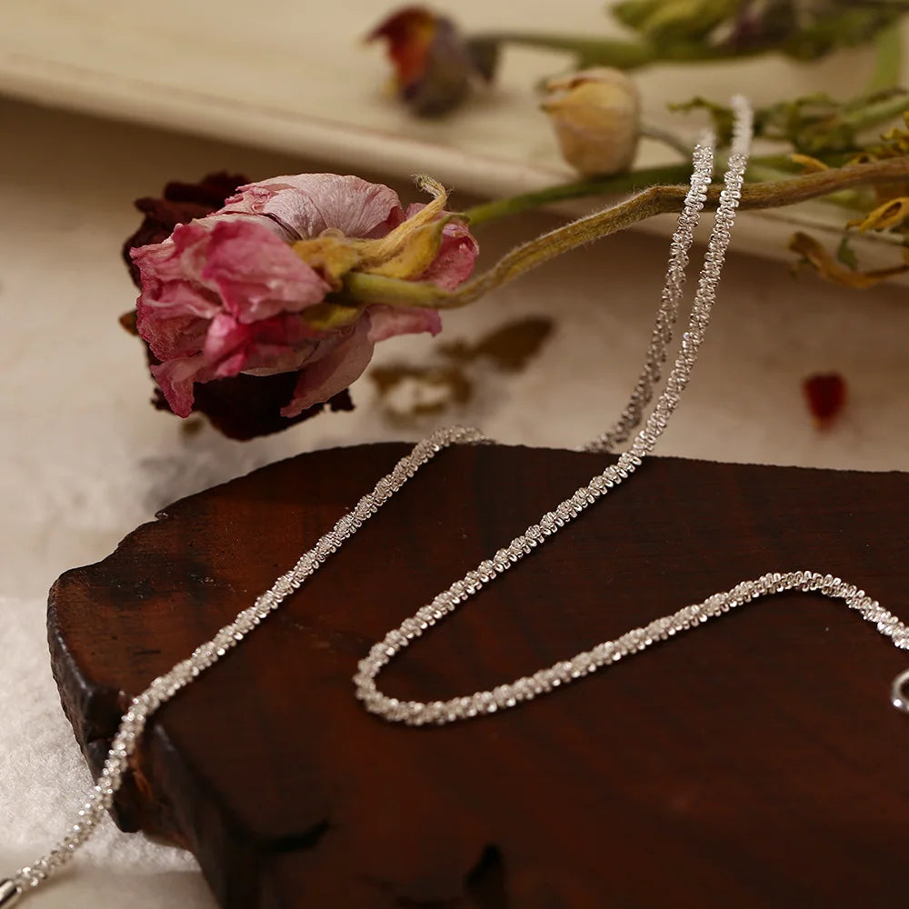 Silver Color Sparkling Necklace For Women's