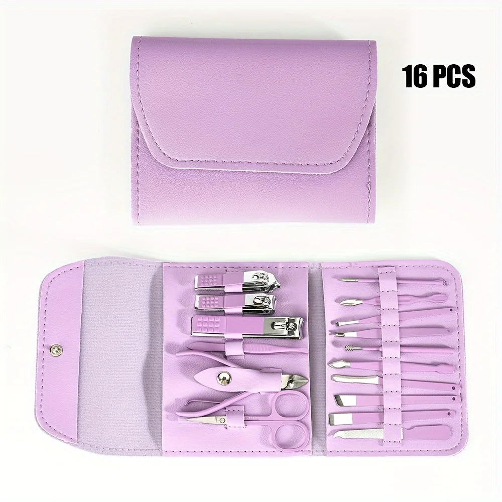 16pcs Professional Nail Clippers and Cuticle Nippers Set with Travel Case Manicure Set Pedicure Sets Nail Clippers ''hayoutopy''