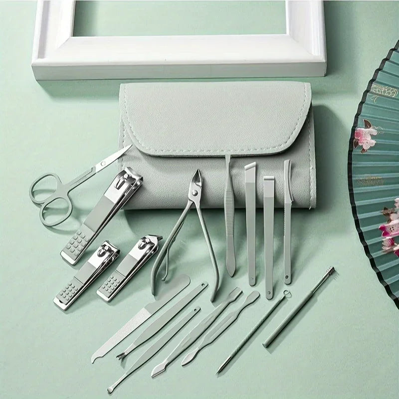 16pcs Professional Nail Clippers and Cuticle Nippers Set with Travel Case Manicure Set Pedicure Sets Nail Clippers ''hayoutopy''