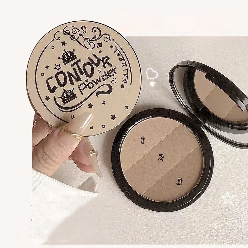 3 Colors Gray Trimming Palette Blush Palette Exquisite Matte Nose Shadow Eye Shadow Brightening Contour Trimming Palette