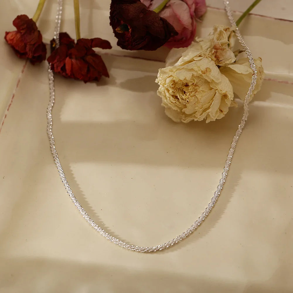 Silver Color Sparkling Necklace For Women's