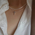 Silver Color Sparkling Necklace For Women's