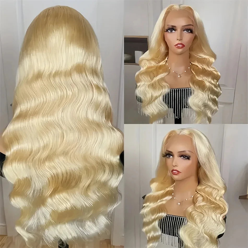 613 Hd Lace Frontal Wig 13x6 Body Wave Human Hair Wigs Brazilian 220 Density Pre Plucked Blonde transparent Lace Front Wig 30 In