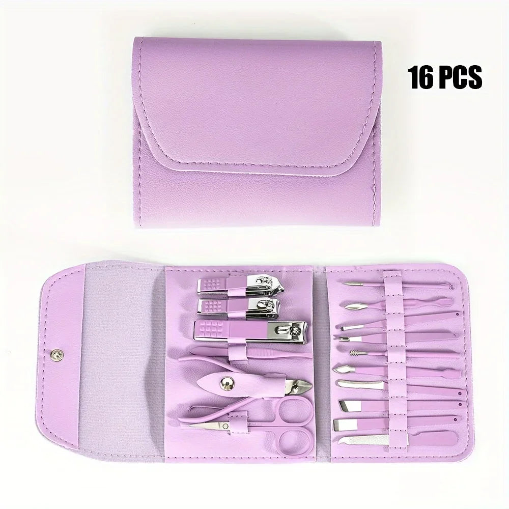 16pcs Professional Nail Clippers and Cuticle Nippers Set with Travel Case Manicure Set Pedicure Sets Nail Clippers ''hayoutopy''