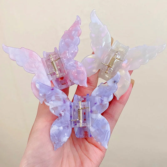 Butterfly Hair Claw Women Sweet Acetate Fiber Hair Clamps Retro Colorful Back Head Hair Clip Hair Decorate Long Hair Accessorie ''hayoutopy''