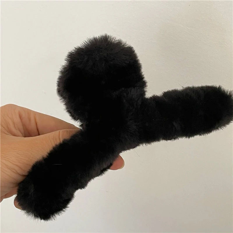 Cartoon Bear Plush Hair Claw Faux Fur Large Shark Clip Korean Autumn And Winter Claw Clip Fashion INS Crab Clip New Barrettes ''hayoutopy''