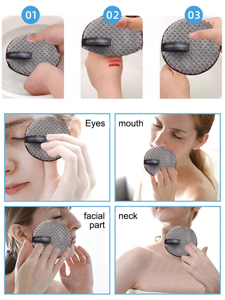 4PCS Makeup Remover Microfiber Cotton Pad Cosmetics Washable Makeup Towel Cleaning Sponge Skin Care Tool Makeup Remover and Faci '' hayoutopy''