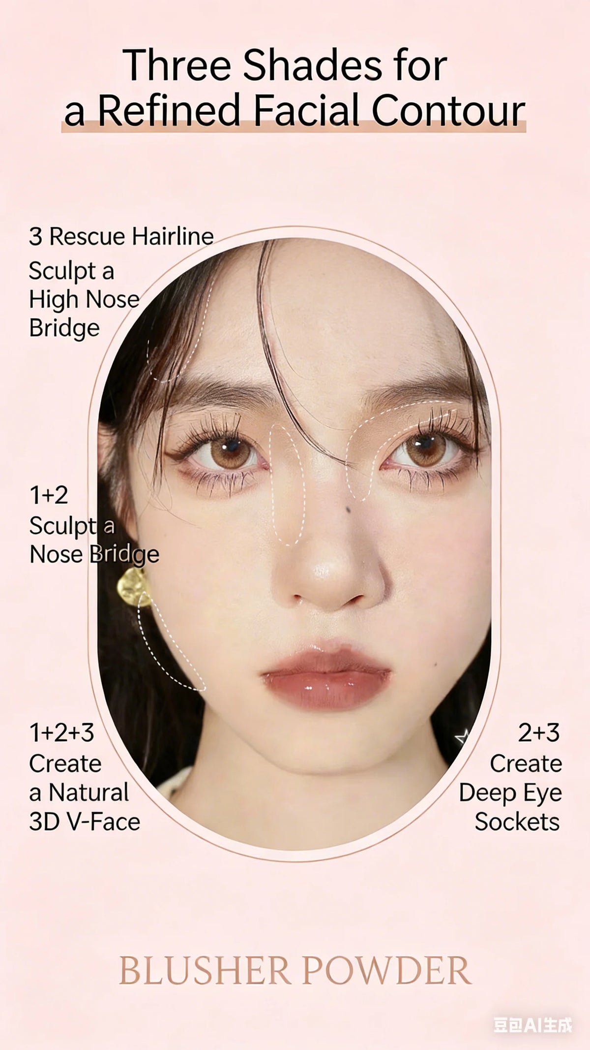 3 Colors Gray Trimming Palette Blush Palette Exquisite Matte Nose Shadow Eye Shadow Brightening Contour Trimming Palette