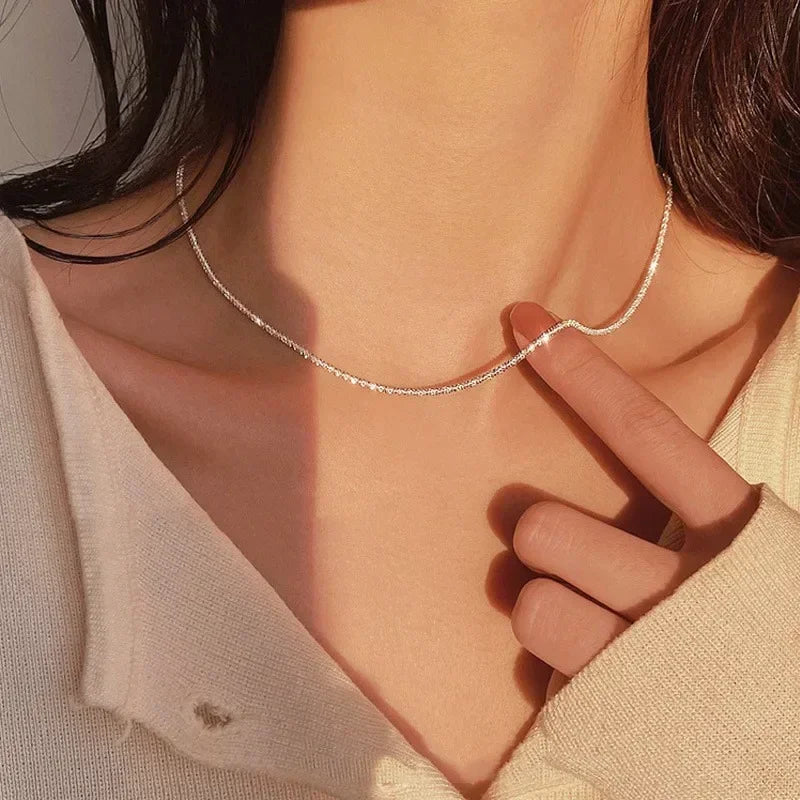 Necklace for Women Silver Color Clavicle