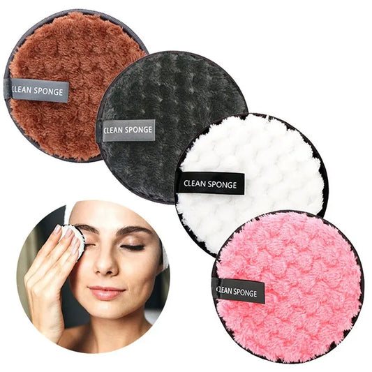 4PCS Makeup Remover Microfiber Cotton Pad Cosmetics Washable Makeup Towel Cleaning Sponge Skin Care Tool Makeup Remover and Faci '' hayoutopy''