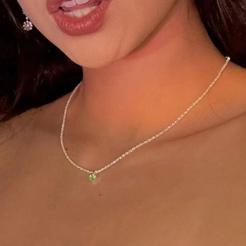 Silver Color Sparkling Necklace For Women's
