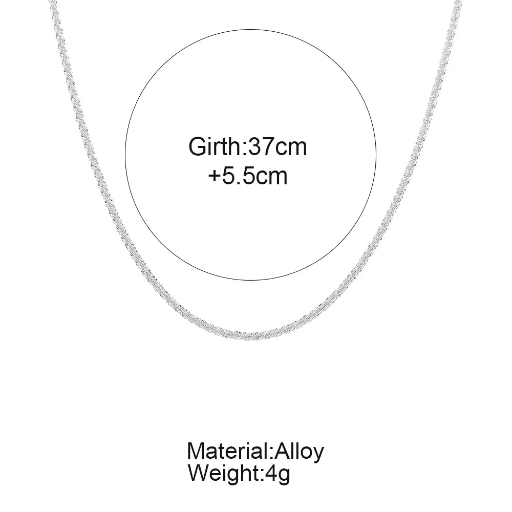 Silver Color Sparkling Necklace For Women's